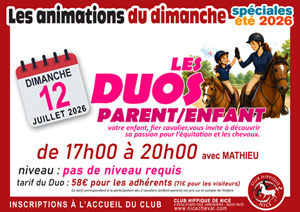 animation du dimanche 12 juillet : DUO PARENT/ENFANT