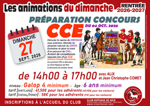 animation du dimanche 27 septembre : PREPARATION CONCOURS CCE