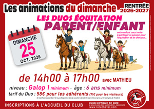 animation du dimanche 25 octobre : LES DUOS PARENT/ENFANT