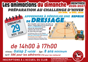 animation du dimanche 29 novembre : APPRENDRE A DEROULER UNE REPRISE DE DRESSAGE