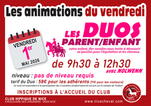 ANIMATIONS DU VENDREDI 1er MAI : DUO PARENT/ENFANT