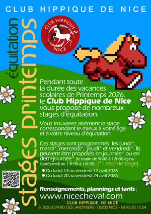 STAGES EQUITATION VACANCES DE PRINTEMPS 2026